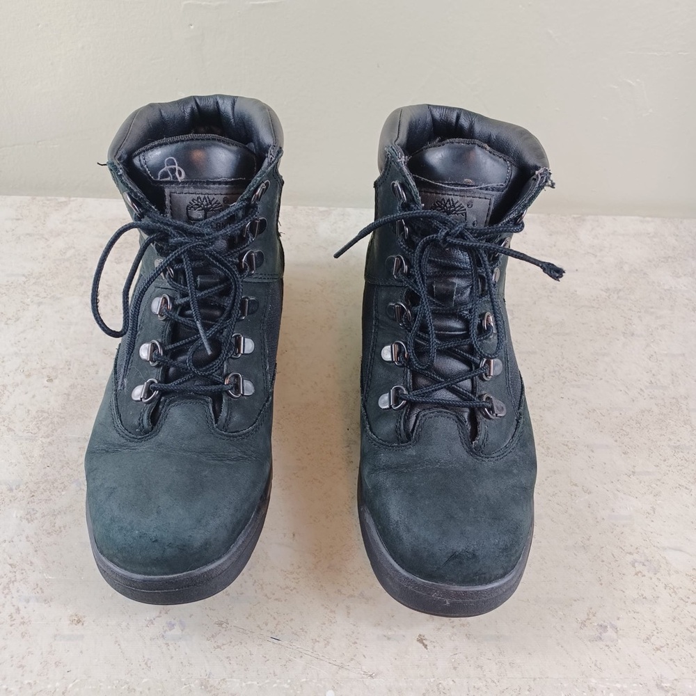 Timberland Boots Size 6 Black leather Mid Top Field Hiking Boots - Picture 2 of 9